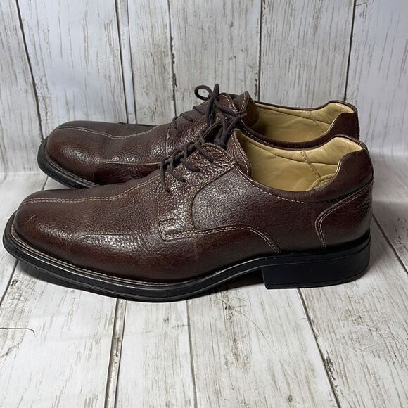 Studio Belvedere Men’s Brown Oxford Bay Bridge Pebbled Leather Shoes size 10 - Picture 5 of 8